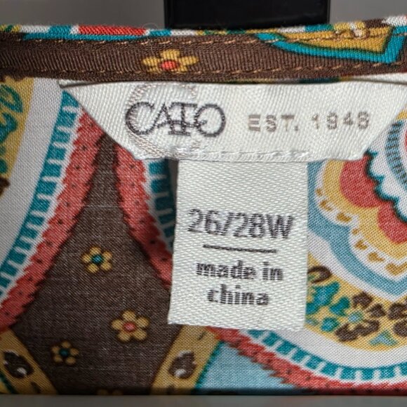 Cato Plus Size 26/28W Rayon Kimono Top Blouse Paisley Floral Embroidered Tie Boh - Picture 6 of 8